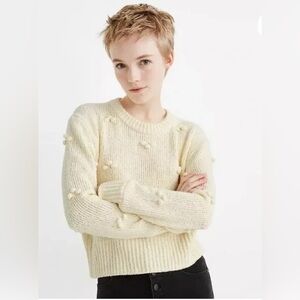 Madewell Cream Pom-Pom Sweater - XL
